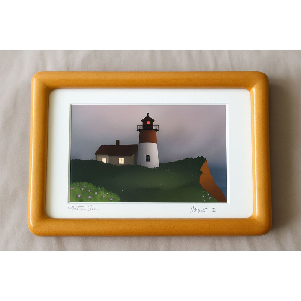 Martin Stein 1990s Nauset Lighthouse Eastham MA Digital Art Print Framed Signed